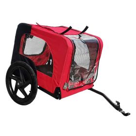 Bicycle trailer for pets outdoor foldable red color dog trailer with reflectors and safety flag