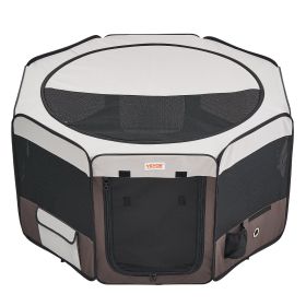 VEVOR Foldable Pet Playpen, 46 inch Portable Dog Playpen, Crate Kennel for Puppy, Dog, Cat, Premium Waterproof 600D Oxford Cloth, Removable Zippe